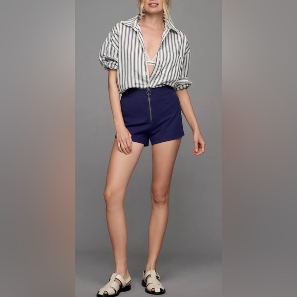 Maeve High Waist Navy Shorts - Picture 1 of 5